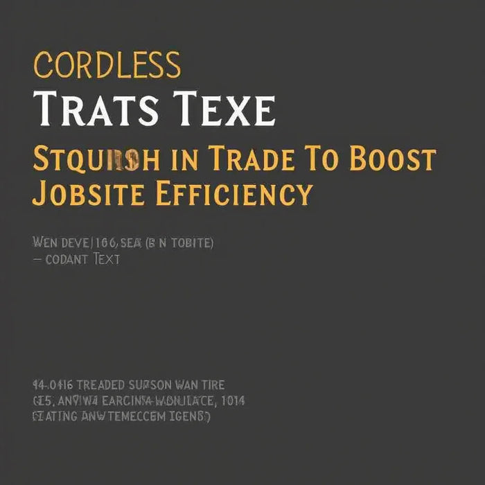 Cordless Tools For Trade - Cordless Tools for Trade to Boost Jobsite Efficiency