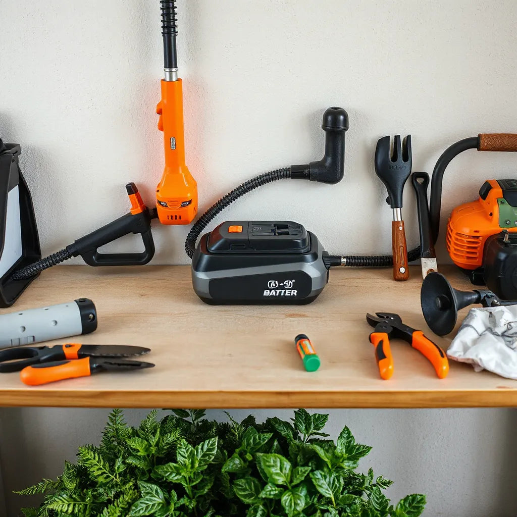 Modular garden tool system with a central power base and interchangeable yard attachments