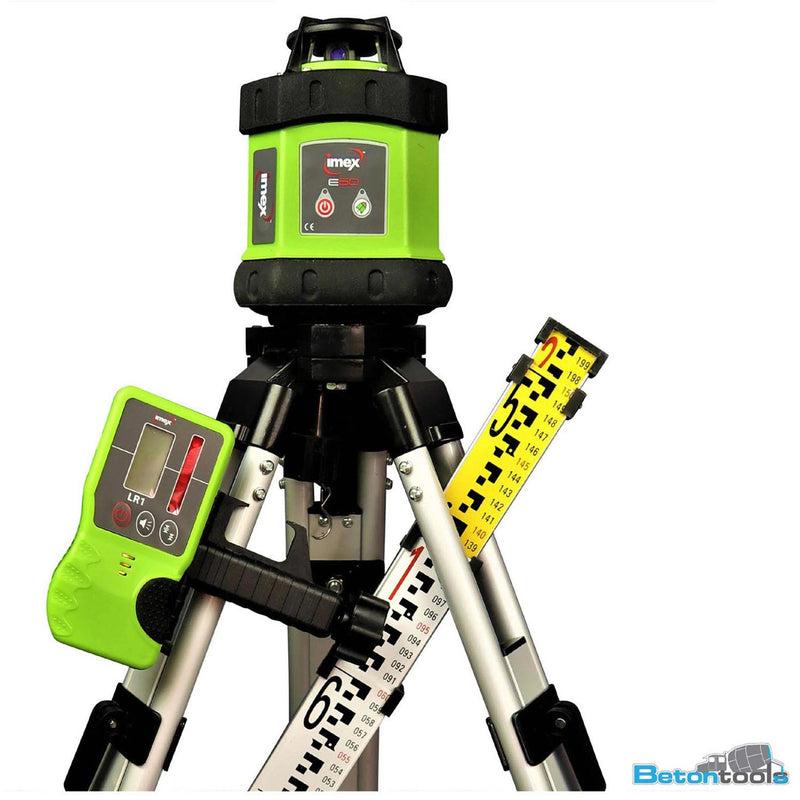 Imex E60 Rotating Laser Kit incl tripod & 2m staff - LR1 Receiver 012-E60K - Betontools Australia