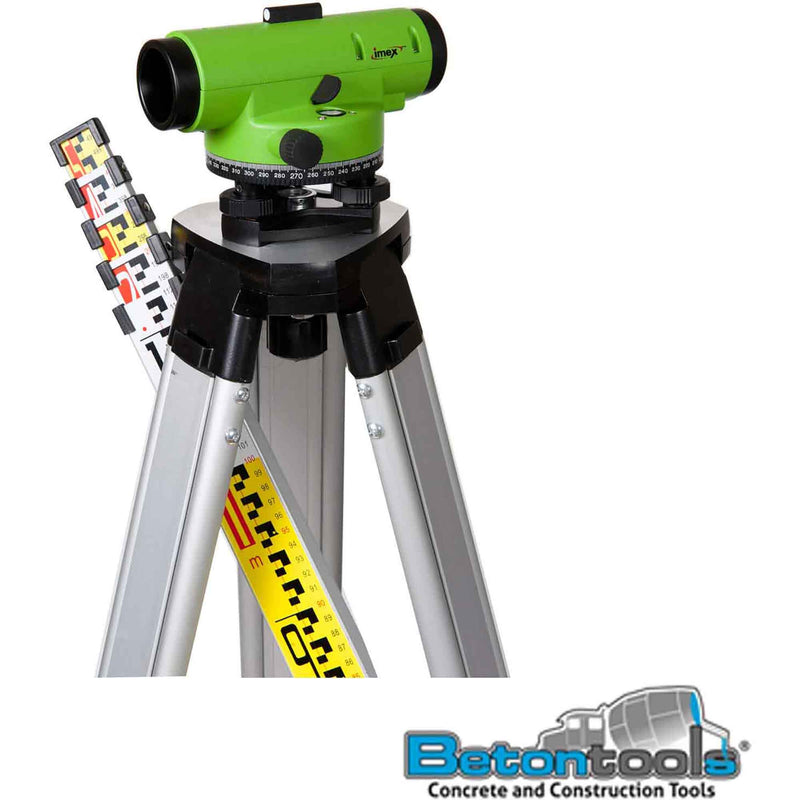 Imex LAR 32x Magnification Auto level with flat top tripod & 5m staff ILAR32S - Betontools Australia