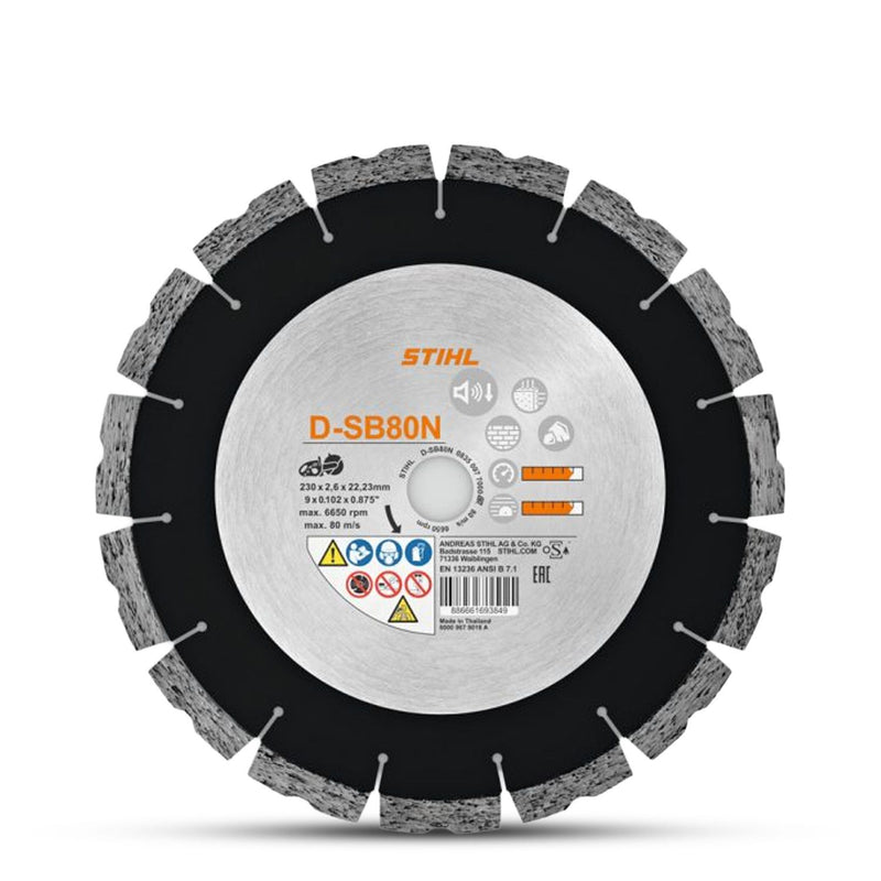 STIHL D-SB80N 230mm Noise Reduction Diamond Cutting Wheel Hard Stone Concrete