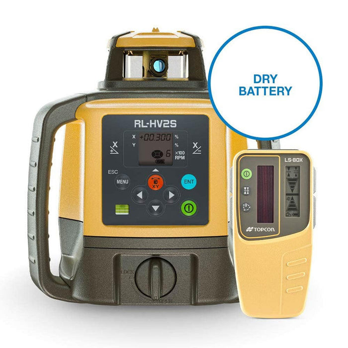 Topcon RL-HV2S Dual Grade Rotating Laser - Dry Battery STANDARD with LS-80X Receiver - 1051612-01