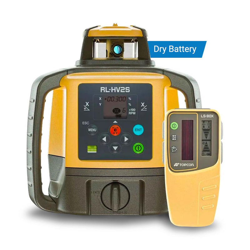 Topcon RL-HV2S Dual Grade Rotating Laser with Dry Battery & LS-80X Receiver