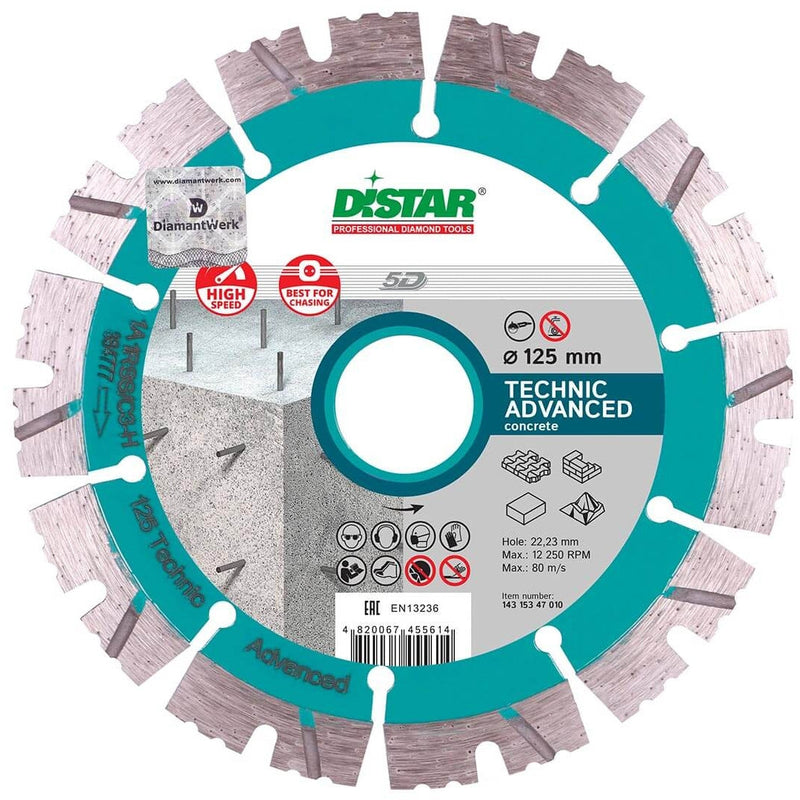 DisTar TECHNIC ADVANCED Diamond Blade 5D Extra Class 125mm - Betontools Australia