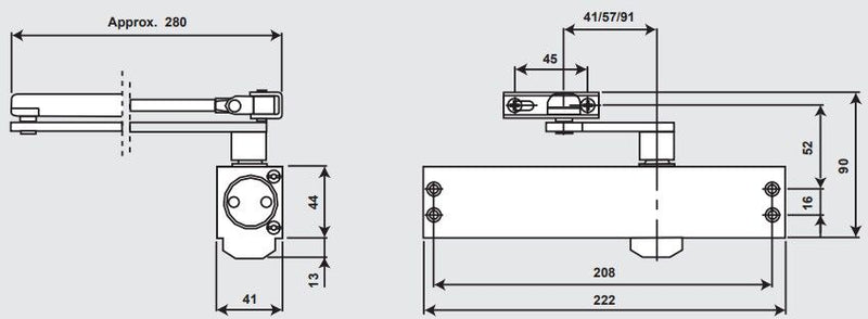 Dormakaba Surface Closers EN2-4 Backcheck & Parallel Arm Bracket Silver TS79