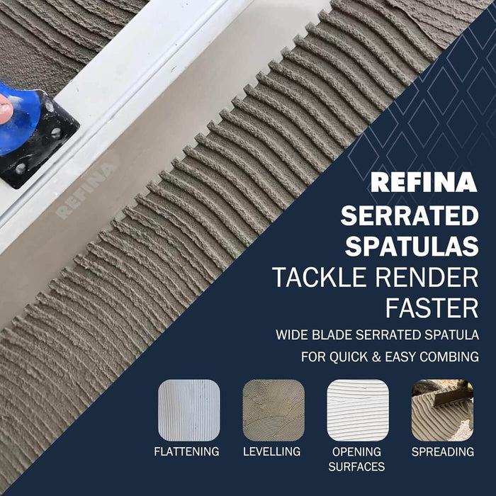 Refina 465mm C2 Square Notch 6x6x6mm Stainless Steel T Handle Serrated Spatula 228000