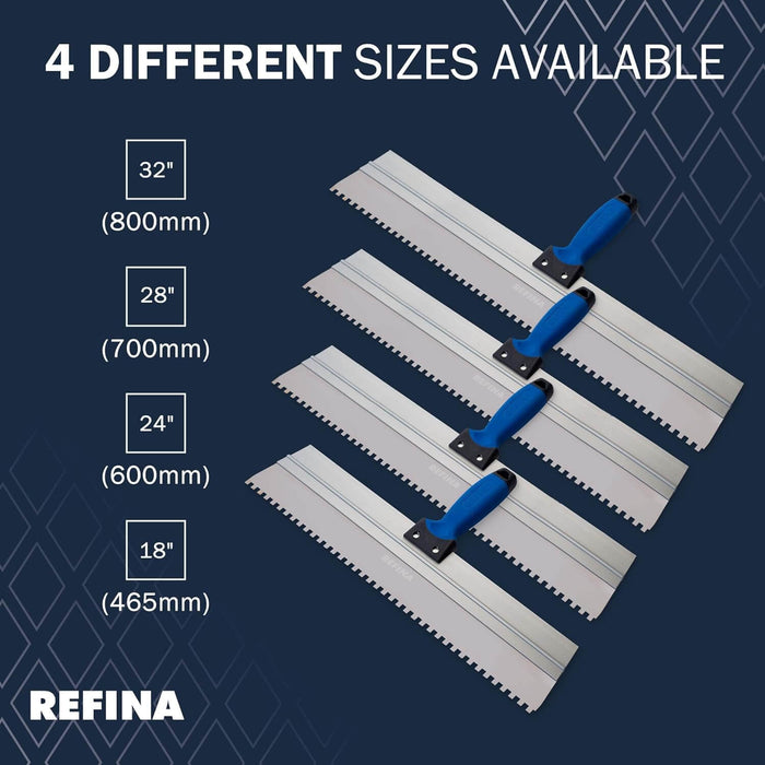 Refina 465mm C2 Square Notch 6x6x6mm Stainless Steel T Handle Serrated Spatula 228000