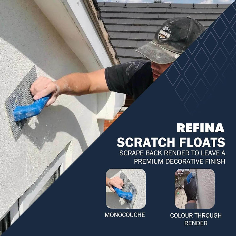 Refina 249x145mm 8mm Sharp Tooth Oval Grip Toothed Render Scratch Float Scraper - 281310