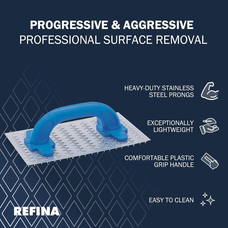 Refina 249x145mm 8mm Sharp Tooth Oval Grip Toothed Render Scratch Float Scraper - 281310