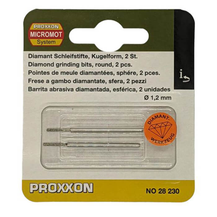 Proxxon Ball Shaped Diamond Coated Grinding Bits  - Pkt of 2