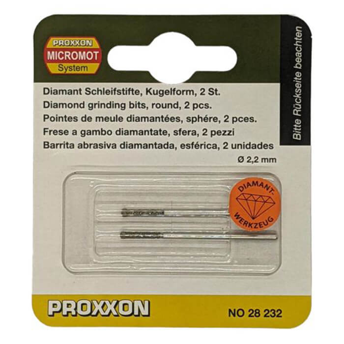 Proxxon Ball Shaped Diamond Coated Grinding Bits  - Pkt of 2