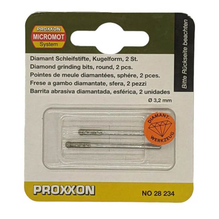 Proxxon Ball Shaped Diamond Coated Grinding Bits  - Pkt of 2
