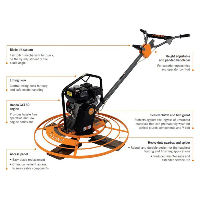 Flextool Walk Behind Trowel Machine Petrol 34" FT34 FT201808-UNIT