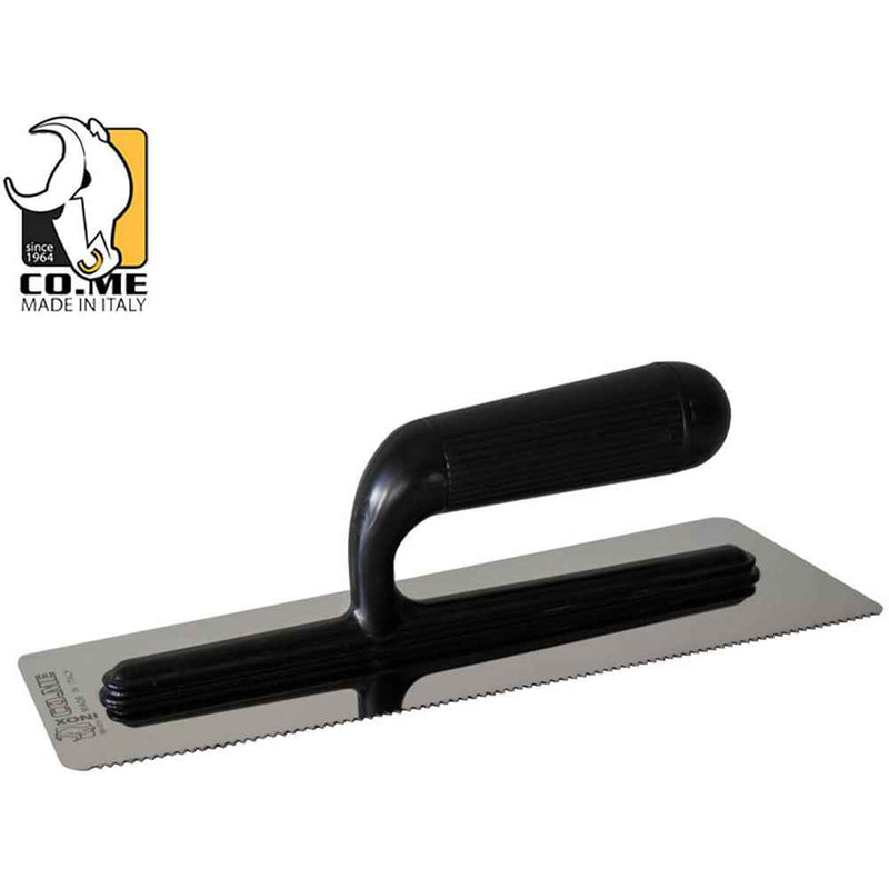 CO.ME Venetian Trowel 3 Sides Beleved + 1 Side Notched 4 X 3 with Plastic Handle 310PLUH