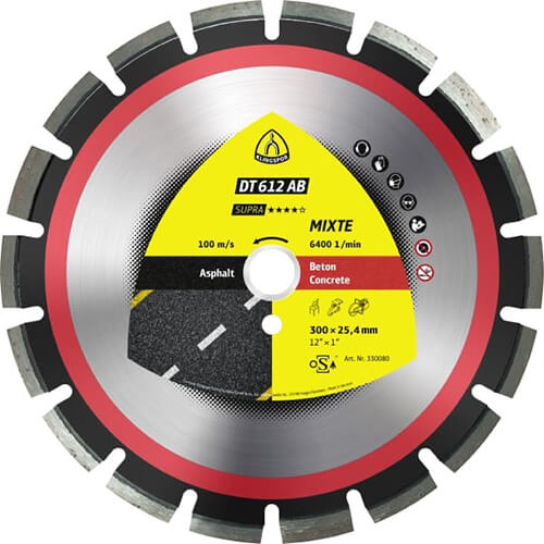 Klingspor 350mm DT 612 AB Supra Large diamond cutting blades for Asphalt, Concrete - 330081