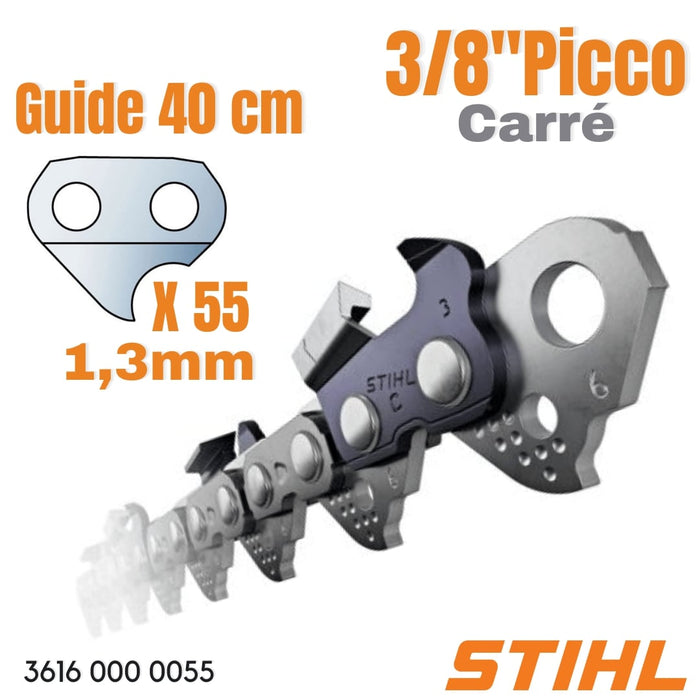 STIHL 3616 000 0055 40CM/16" Loop 3/8P .050 Picco Super Full Chisel (3) Low Kickback