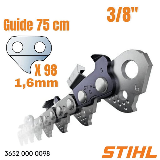 STIHL 3652 000 0098 76CM/30" Loop 3/8 .063 Rapid Micro Semi Chisel