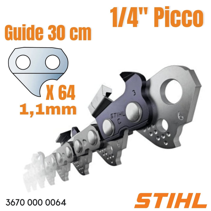 STIHL 3670 000 0064 12" Loop (64 Drive Links)1/4 .043 Picco Micro (71PM3)Chains