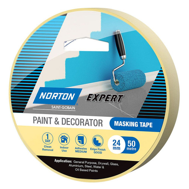 Norton Clipper 24mm x 50M Paint & Decorator Masking Tape - Betontool