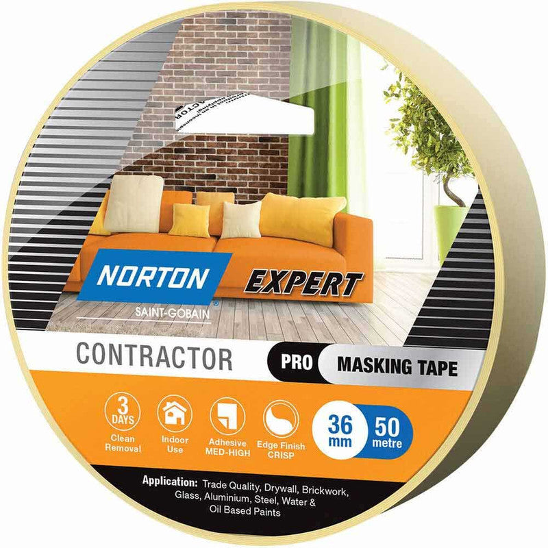 Norton Clipper 36mm X 50m Expert 3 Day Masking Tape - Betontool