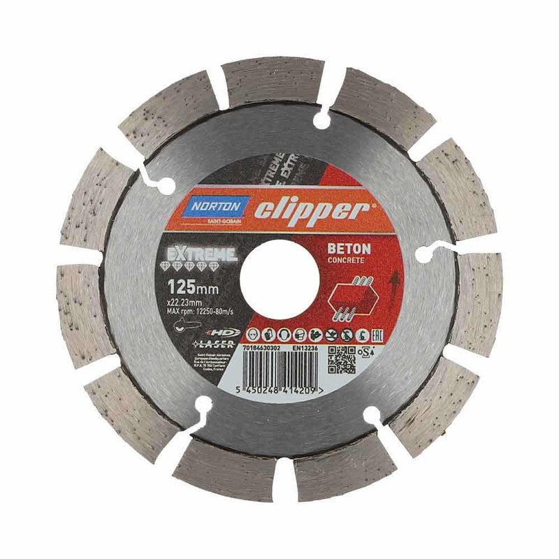 Norton Clipper 125 x 22.23/12mm Segmented Diamond Blade for Concrete Cutting - Betontool