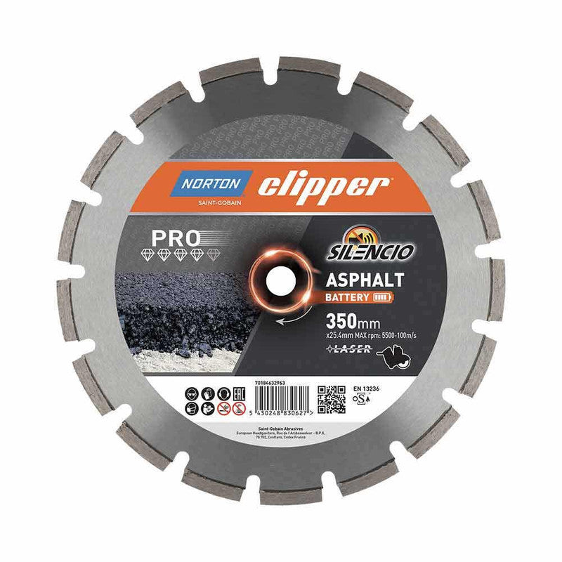 Norton Clipper H12 350 x 25.4 N/C CC ACC Pro Asphalt Sil Battery - Betontool