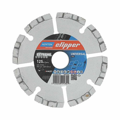 Norton Clipper 125 x 22.23/7mm Segmented Diamond Blade for Brick Cutting - Betontool