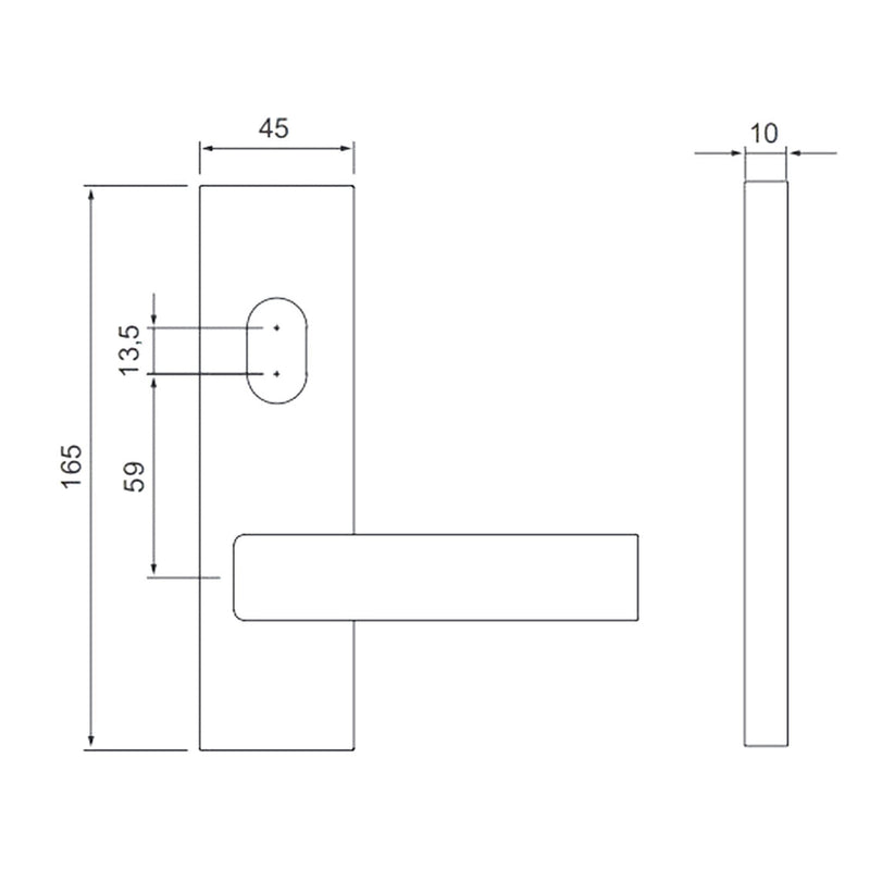 Dormakaba External Square End Plate with Cylinder Hole & 70 Lever 6600/70SS