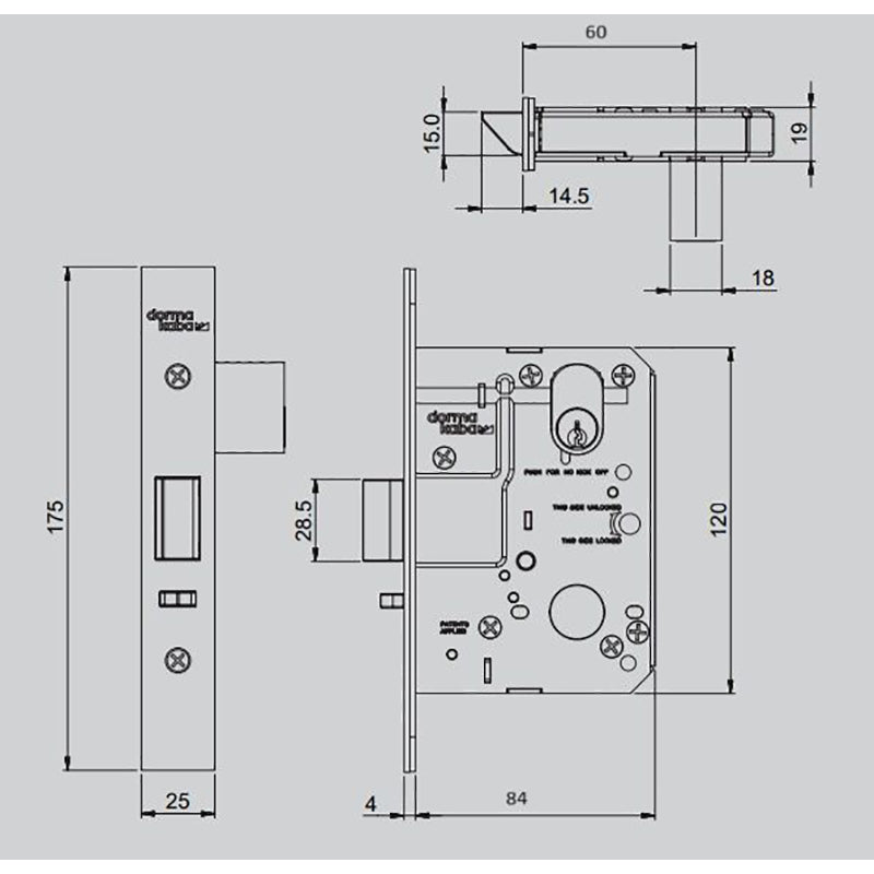 Dormakaba Multi Function Primary Mortice Lock - Satin Stainless Steel MS2602SSS