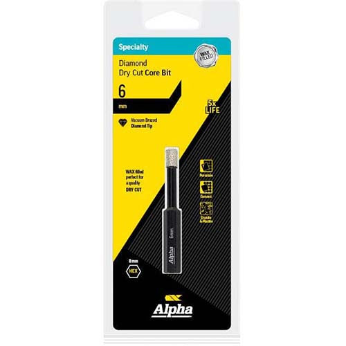 Alpha 6mm Wax Filled Diamond Core Bit 9DCD060