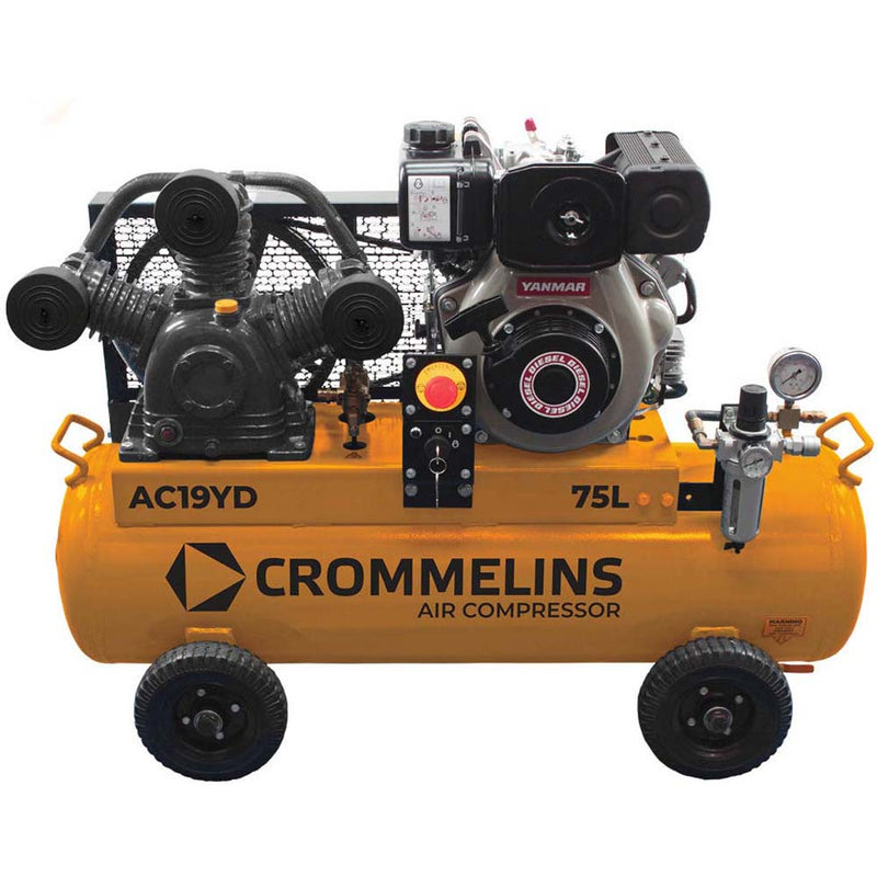 Crommelins 75L Air Compressor Diesel Electric Start AC19YDE