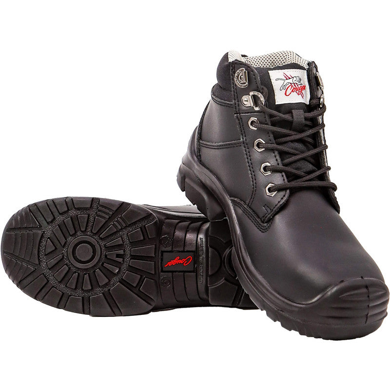 Maxisafe Cougar 6 Black Leather Lace Up Collar Boot Steel Toe - BATHURST