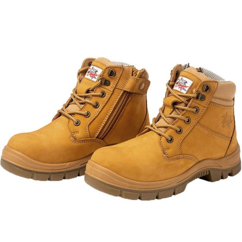 Maxisafe Cougar 6 Wheat Lace Up Side Zip Collar Boot Composite Toe - BONDI