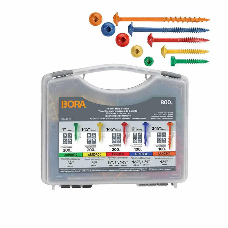 BORA 800-Piece Pocket-Hole Screw Kit Fine Thread - BR-A180403
