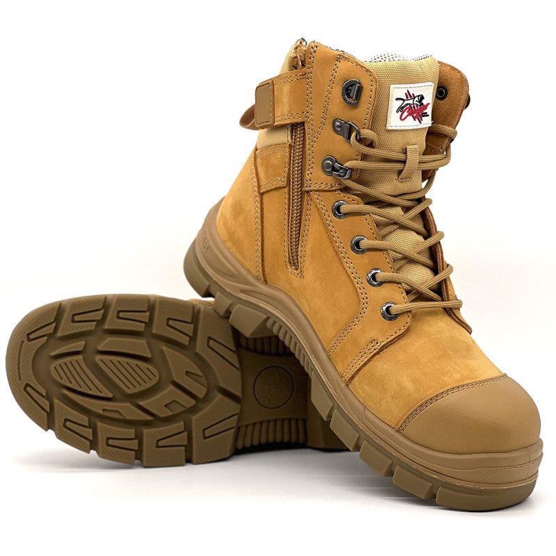 Maxisafe Cougar 8 Wheat Lace Up Side Zip With Scuff Cap Composite Toe - BUNDABERG