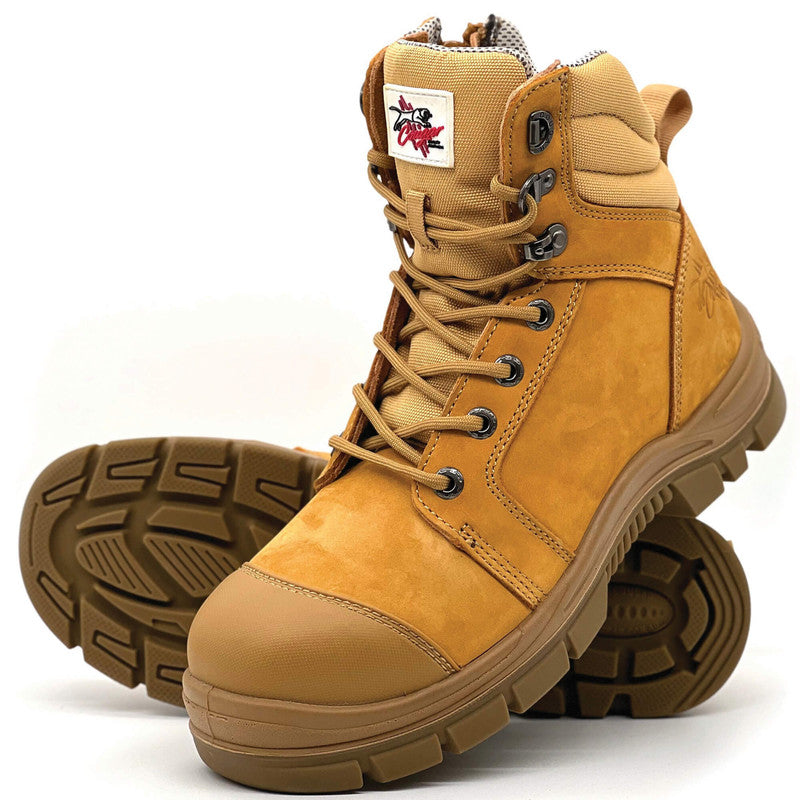 Maxisafe Cougar 8 Wheat Lace Up Side Zip With Scuff Cap Composite Toe - BUNDABERG
