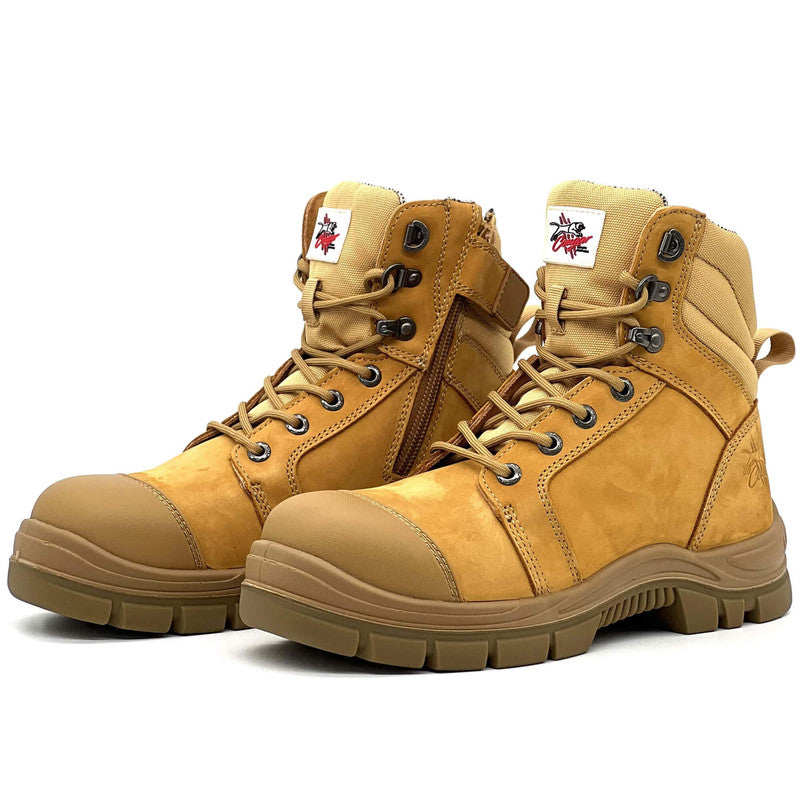 Maxisafe Cougar 8 Wheat Lace Up Side Zip With Scuff Cap Composite Toe - BUNDABERG