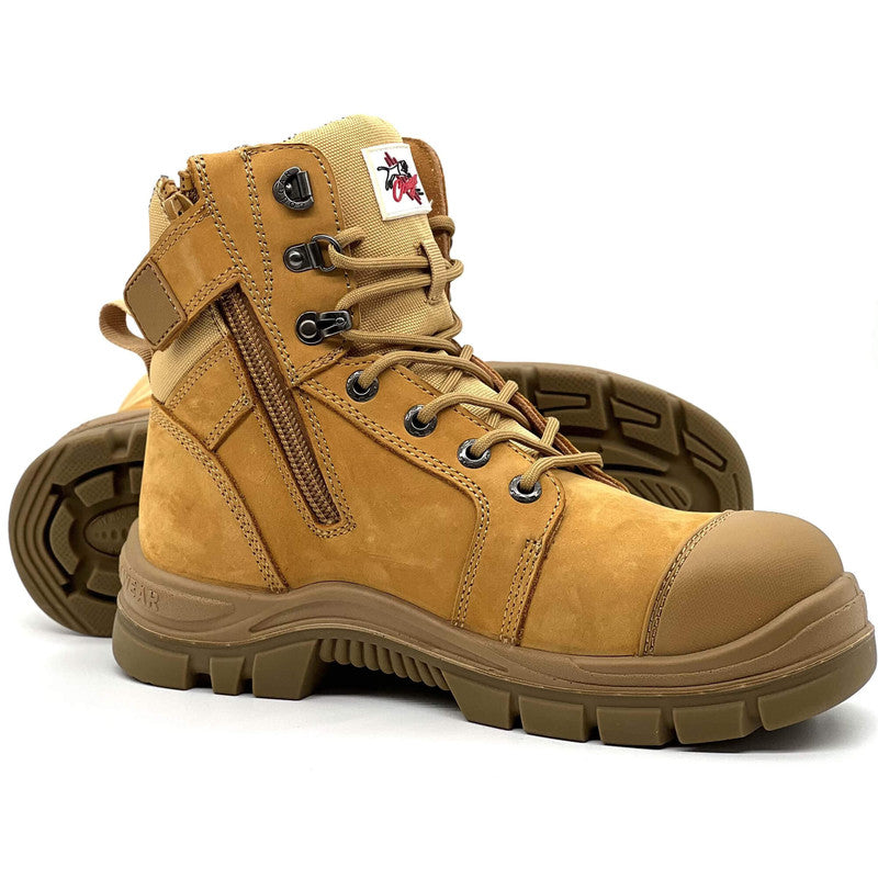 Maxisafe Cougar 8 Wheat Lace Up Side Zip With Scuff Cap Composite Toe - BUNDABERG