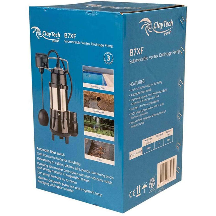 Claytech 7m Head 133 L/min Drainage Pump with Fixed Float - CLA-B7XF