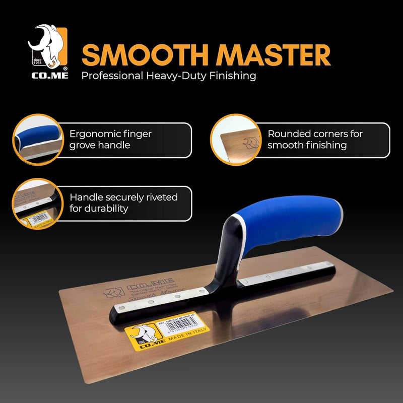CO.ME Smooth Master Drywall Skimming Trowel Stainless Steel Finishing Trowel