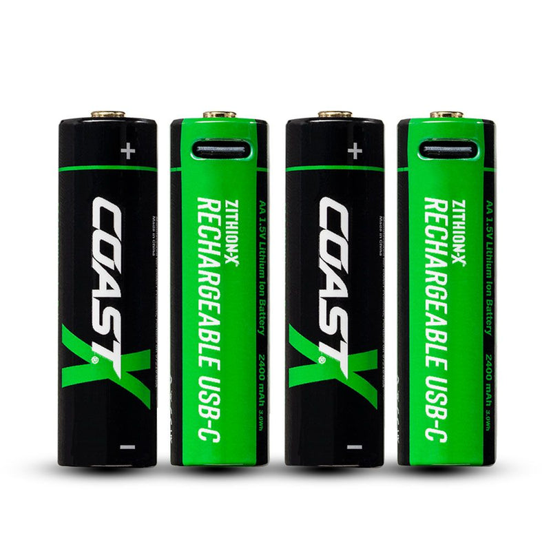Coast 4-Pack ZITHION-X USB-C Charging AA Rechargeable Batteries - COAZXAA