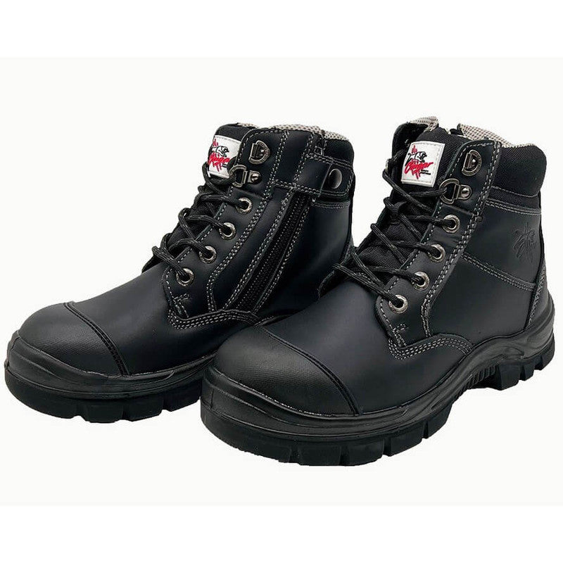Maxisafe Cougar 6 Black Lace Up Side Zip Collar Boot Compopsite Toe - DETROIT