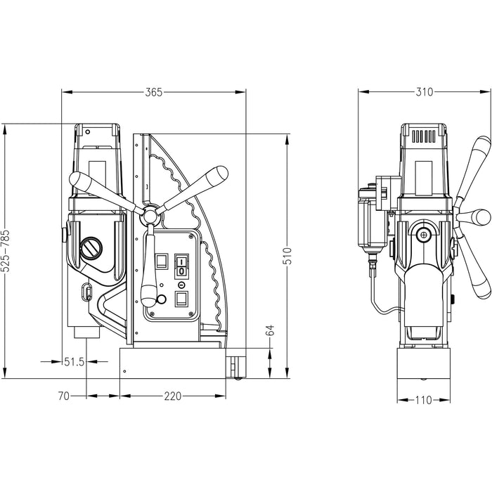 Euroboor Magnetic Drill - Variable Speed up to 100mm Diameter ECO.100S+/T