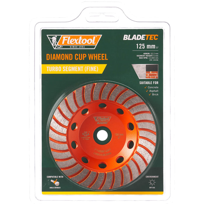 Flextool 125mm BladeTec Diamond Cup Wheel Turbo Segment (Fine) - FT102337-UNIT
