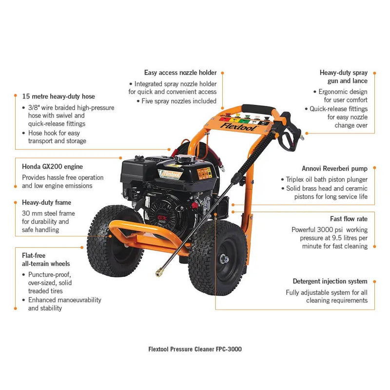 Flextool Pressure Cleaner FPC-3000 Honda 6.5 hp Petrol - FT2HIJ01-UNIT