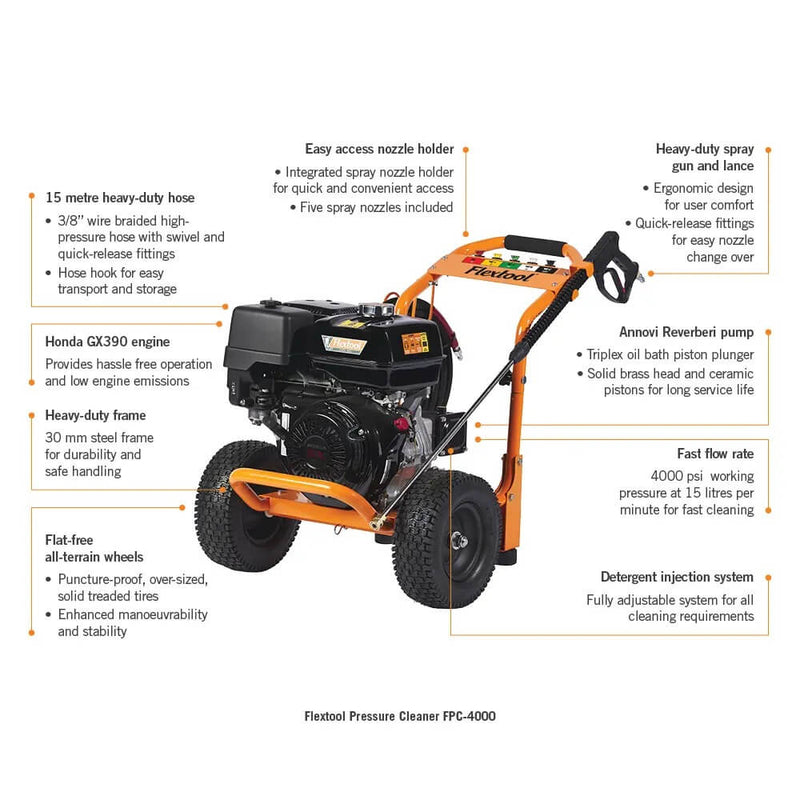 Flextool Pressure Cleaner FPC-4000 Honda 13 hp Petrol - FT2HIJ02-UNIT