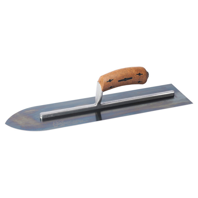 Kraft Tool Co Elite Series Pointed Trowel Blue Steel 355mm x 100mm - Cork Handle - FT4K0012-UNIT - CFE701BK