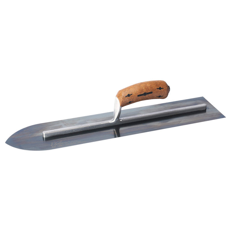 Kraft Tool Co Elite Series Pointed Trowel Blue Steel 355mm x 100mm - Cork Handle - FT4K0012-UNIT - CFE701BK