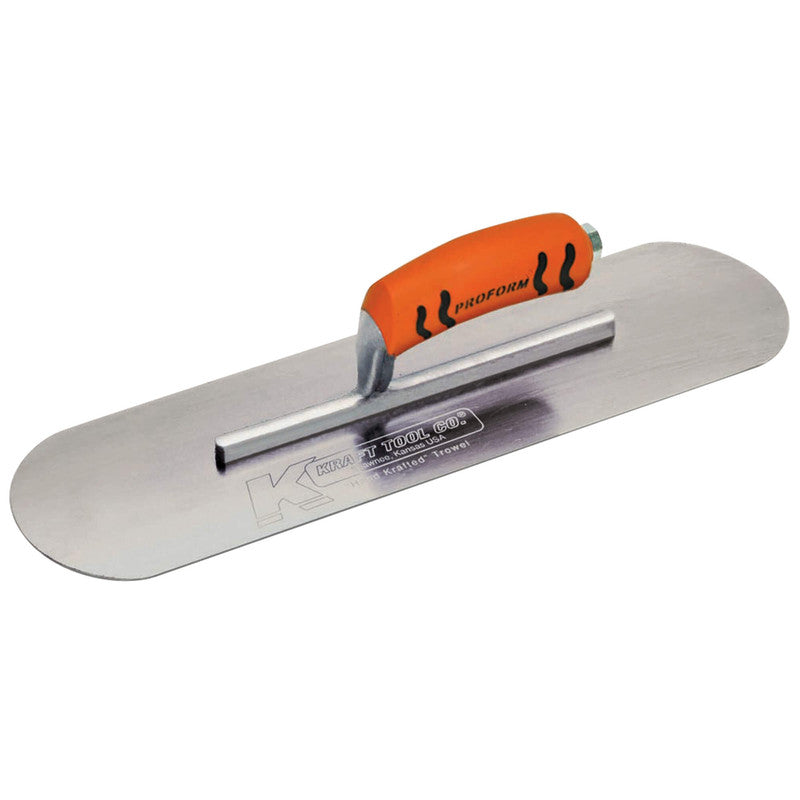 Kraft Tool Co Pool Trowel Carbon Steel 355mm x 100mm - ProForm Handle Short Shank - FT4K0024-UNIT - CF437PF