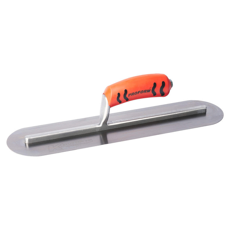 Kraft Tool Co Pool Trowel Carbon Steel 455mm x 100mm - ProForm Handle Long Shank - FT4K0030-UNIT - CF448PF